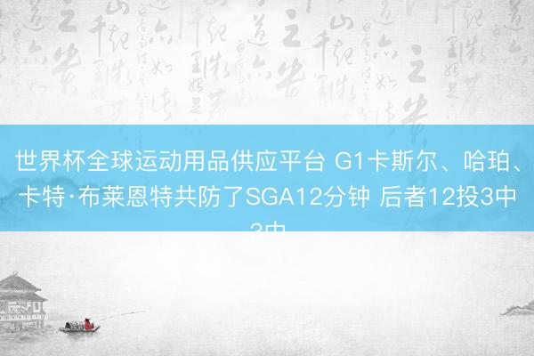 世界杯全球运动用品供应平台 G1卡斯尔、哈珀、卡特·布莱恩特共防了SGA12分钟 后者12投3中