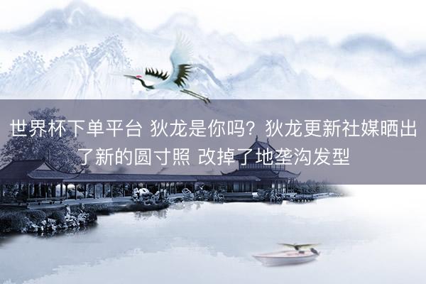 世界杯下单平台 狄龙是你吗？狄龙更新社媒晒出了新的圆寸照 改掉了地垄沟发型