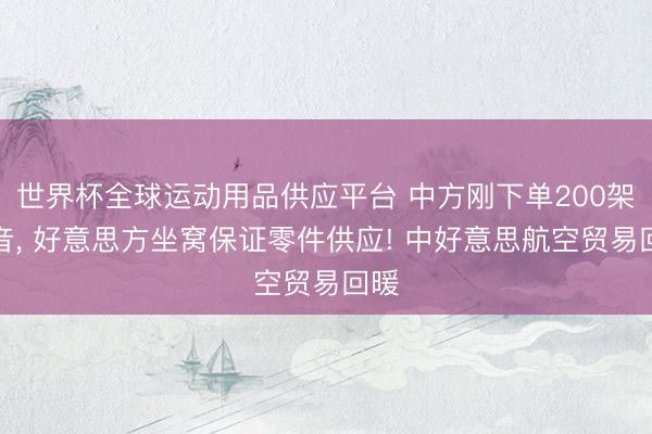 世界杯全球运动用品供应平台 中方刚下单200架波音， 好意思方坐窝保证零件供应! 中好意思航空贸易回暖
