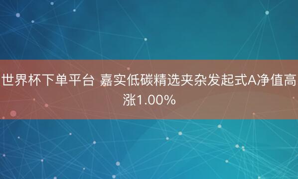 世界杯下单平台 嘉实低碳精选夹杂发起式A净值高涨1.00%