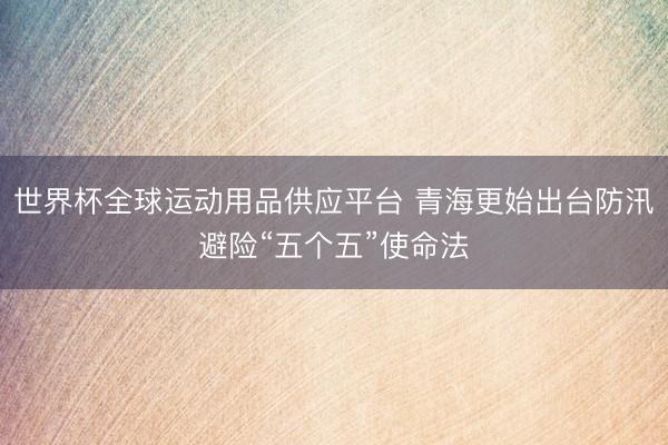 世界杯全球运动用品供应平台 青海更始出台防汛避险“五个五”使命法