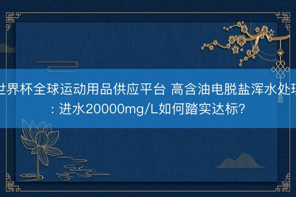 世界杯全球运动用品供应平台 高含油电脱盐浑水处理: 进水20000mg/L如何踏实达标?