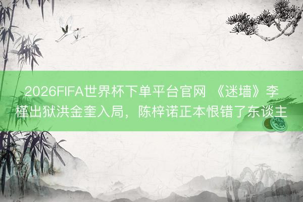 2026FIFA世界杯下单平台官网 《迷墙》李槿出狱洪金奎入局，陈梓诺正本恨错了东谈主
